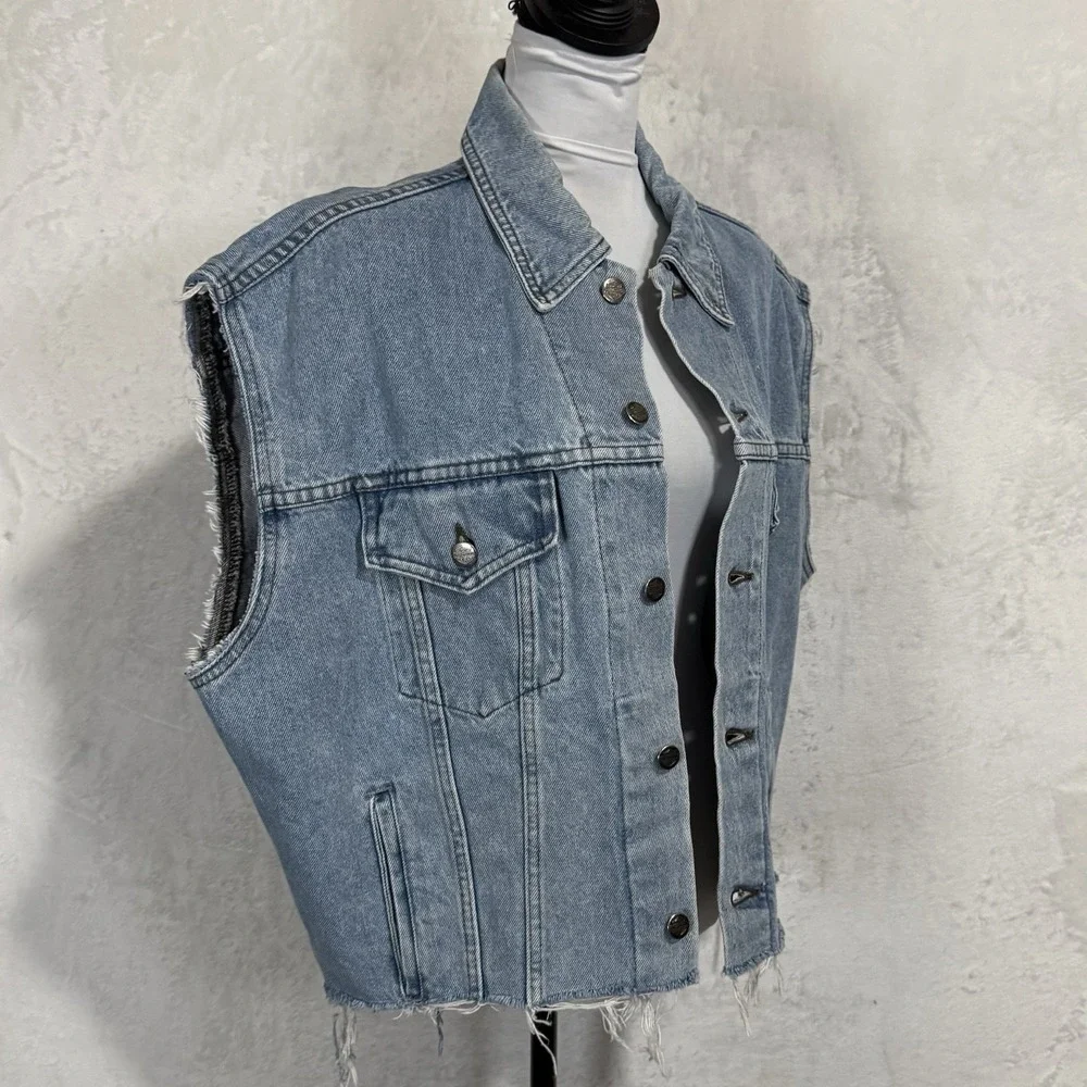 Y2K Harley Davidson Denim Vest‎ Size L Distressed Florida Logo Patch Grunge VTG - Picture 16 of 16